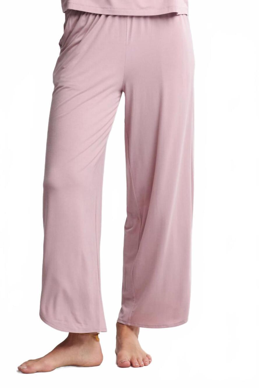 NEW BAREFOOT DREAMS ultra soft jersey curved hem crop pants in teaberry